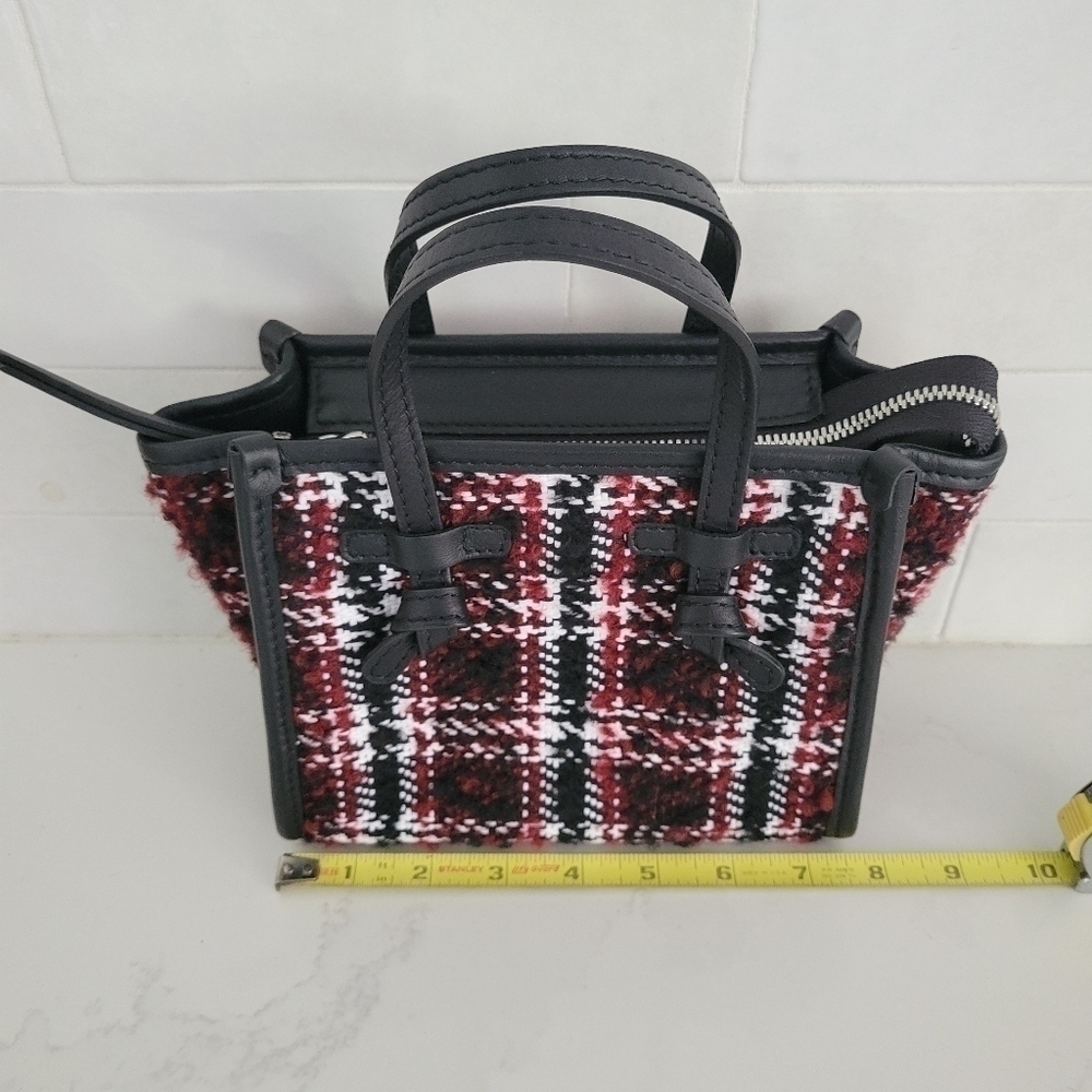 Gianni Chiarini Miss Marcella Mini Tweed Plaid Tote Satchel Purse Bag Red Black - Picture 10 of 10